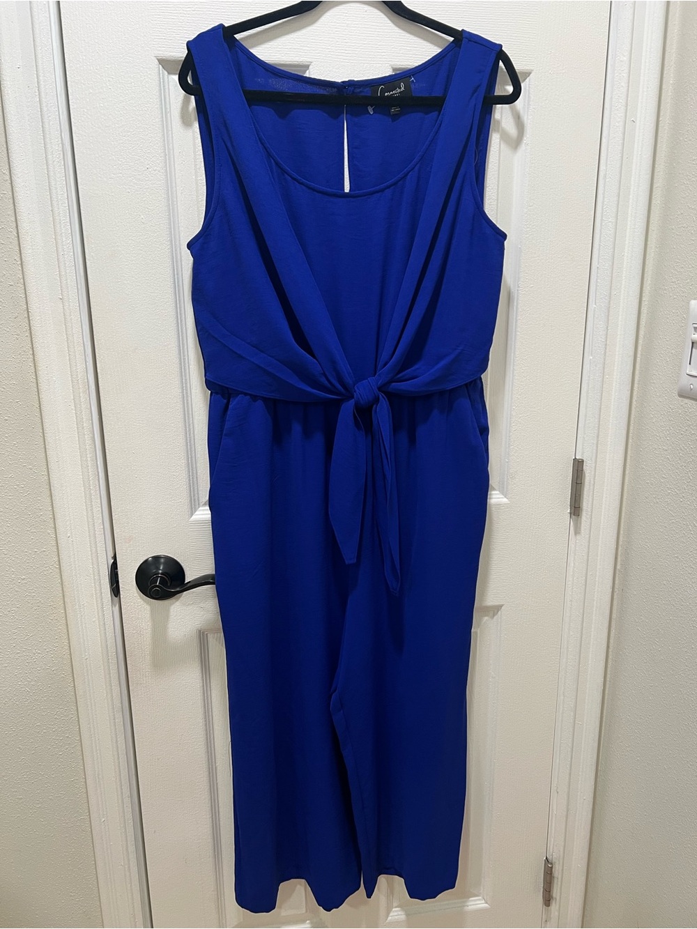 NWT Connected Apparel Royal Blue Front-Tie Wide Leg Jumpsuit - Size 12